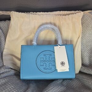 Tory Burch Blue Mini Tote with Logo